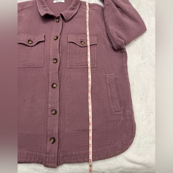 Madewell Branner Shirt Jacket L Purple Faded Fig Waffleback Oversized - Picture 8 of 16